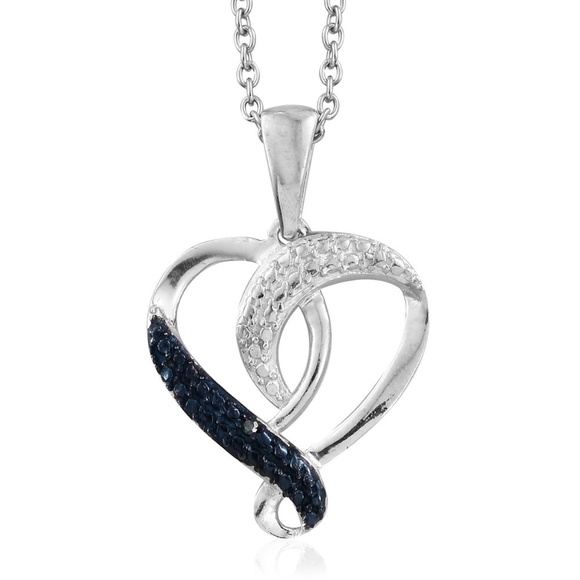 Blue Dia Accent (IR)  Platinum O/ Sterling Silver - Picture 2 of 4